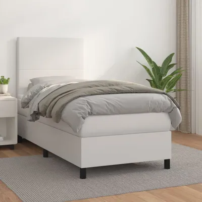 Produktbild von The Living Store Boxspringbett mit Matratze Weiß 90x190 cm Kunstleder