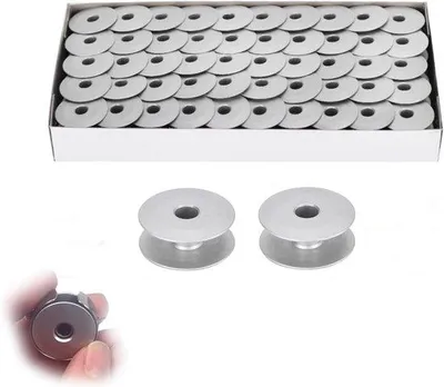 Produktbild von 100 Stück Aluminium-Nadelspulen, 25 mm - Metallspulen für Nähmaschinen - Hochwertiges Zubehör für alle Ihre Nähprojekte