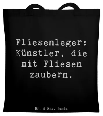 Produktbild von Mr. & Mrs. Panda Schultasche Spruch Fliesenleger Künstler - Schwarz - Geschenk, Tote Bag, Berufsleben, kreative Geschenke, Kunstfertigkeit, Jutebeutel, Beruf, Uni Tasche