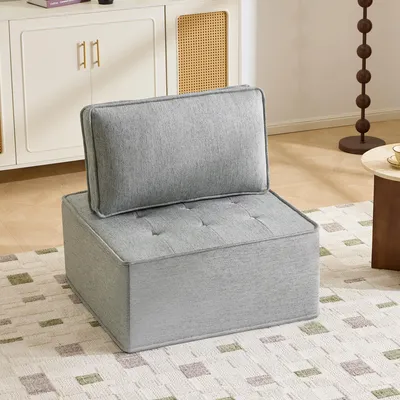 Zdjęcie produktu dla 81 x 81 cm, sofa jednoosobowa, tapicerowany puf, mały zestaw wypoczynkowy, z oparciem, fotel do salonu, worek do siedzenia, sofa do sypialni, pokój gościnny, szary