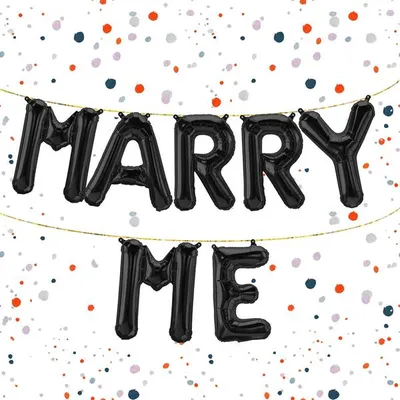 Produktbild von Folienballon Schriftzug Marry Me, Schwarz, ca. 40 cm für Luftbefüllung