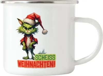 Produktbild von Scheiss Weihnachten Emaille Tasse Katzenbesitzer Sarkasmus Geschenk