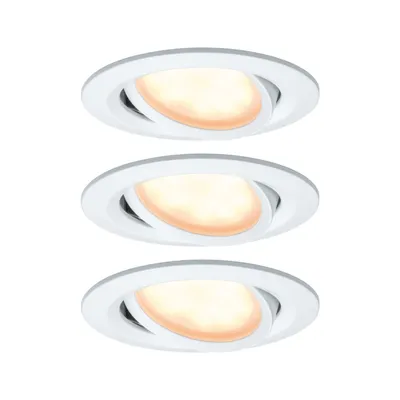 Produktbild von Paulmann Einbauleuchten SmartCoin Bluetooth Set WarmDim schwenkbar LED 3x6W 2700K 230/24V 51mm Weiß matt/Alu