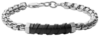 Image de Fossil JF03631040 Bracelet homme en acier inoxydable argent noir 23 cm