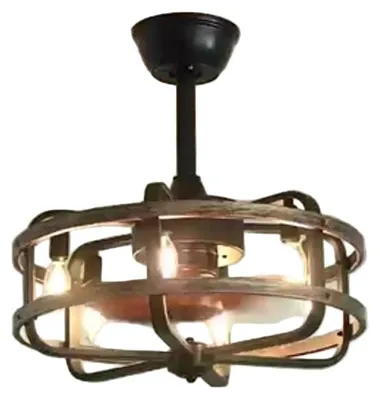 Produktbild von Retro-Deckenventilator – Vintage-Industrie-Ventilator – Mit Licht – Fernbedienung – Umkehrbare Flügel