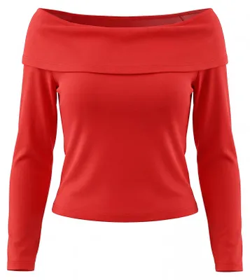 Produktbild von Damen Bluse mit schulterfreiem Ausschnitt und langen Ärmeln, Rot, Größe M