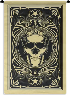 Produktbild von MuchoWow® Wandteppich Wandbehang Illustration einer Spielkarte mit einem Totenkopf 120x180 cm Tapisserie Dekoration Wandtuch - Schlafzimmer - Dekorationen für das Haus