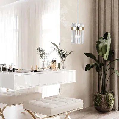 Immagine prodotto di Lampada a sospensione VETRO dorata 1xE14x10W in vetro, dimensioni: 150x14x14 cm, IP20, Light Prestige