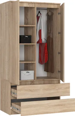 Produktbild von AKORD Furniture Factory SP0PSYSSON010, Eiche, Garderobe, 4 Regale, 2 Tür(en), Matt, Drehtür