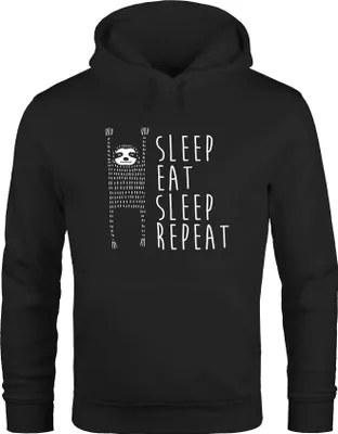 Produktbild von Hoodie Herren Sleep eat Sleep Repeat Faultier Moonworks® schwarz L