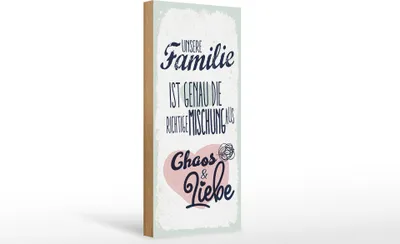 Produktbild von Holzschild  Unsere Familie Chaos Liebe, 27x10 cm, Holzschilder Spruch Glück Weisheit