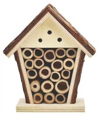 Produktbild von Wunderle - Insektenhotel, Bienennest, Bienenhotel - Aus Holz und Bambusröhrchen 13 x 4.6 x 15 cm