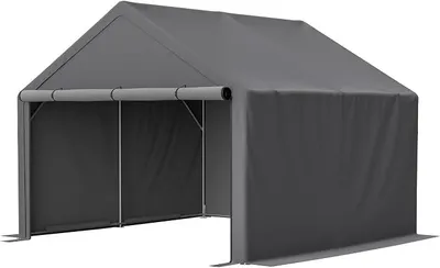 Produktbild von Fahrradgarage wetterfest 305x296x233 cm – Geräteschuppen & Lagerzelt mit Stahlrahmen & Rolltor – Motorrad-Garage & Fahrradschuppen für Fahrräder, Motorrad & Gartengeräte, für Garten & Terrasse