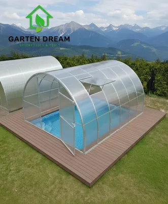 Produktbild von Poolabdeckung von Garten Dream. 3x6M mit 4mm polycarbonate Ganzjährige Nutzung. Schnee- und winddicht