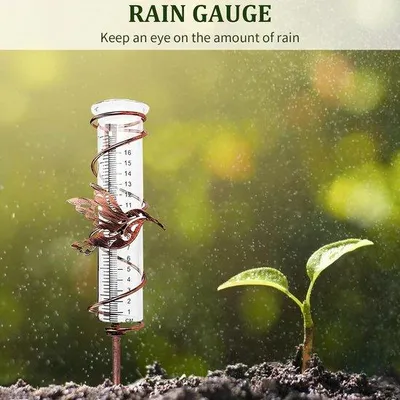Produktbild von Regenmeter aus Glas mit Grundspitzen für Garten Rasen Terrasse - 178 cm Kolibri