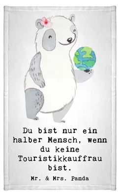 Produktbild von Mr. & Mrs. Panda Handtuch Touristikkauffrau Herz - Weiß - Geschenk, Frotteetuch, Frotteehandtuch, Baumwollhandtuch, Gästetuch, Kleines