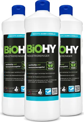 Produktbild von BiOHY Industriereiniger, Werkstattreiniger, Universalreiniger, -Konzentrat – 3er Pack (3 x 1 Liter Flasche)