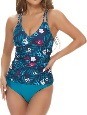 Produktbild von Zweiteiliger Tankini-Badeanzug Push-up figurformend Bunt S