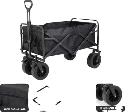 Obrázek produktu pro Skládací kempingový vozík, odolný, s nastavitelnou rukojetí, 150 l