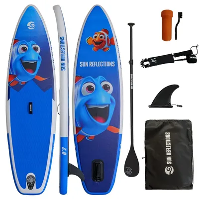 Zdjęcie produktu dla Sun Reflections Kids SUP 8'2 nadmuchiwana deska dla dzieci z zestawem wiosła 250x66x10cm - kolor: BLUE (250x66cm)