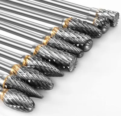 Produktbild von Hartmetall Fr?sstifte Set, 10 Stš¹ck Doppelschnitt-Fr?sstifte mit 3mm Schaft kompatibel mit Dremel, Drehwerkzeug Zubeh?r fš¹r Schleifen, Schnitzen, Metallpolieren, Gravieren, Bohren