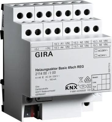 Produktbild von GIRA Heizungsaktor 6f basic KNX 211400 REG