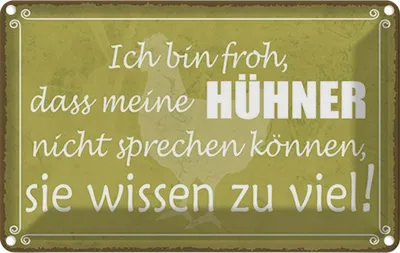 Produktbild von vianmo Blechschild 20x30 cm froh meine Hühner nicht sprechen Spruch Zitat