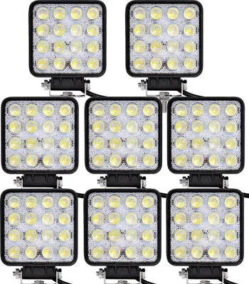 Produktbild von Greenmigo 8X 48W 16 LEDs Offroad Lampe LED Arbeitsscheinwerfer Flutlicht Reflektor Arbeitslicht Zusatzscheinwerfer für SUV,UTV,ATV Rückfahrstrahler 12V 24V