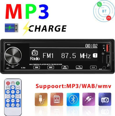 Image de Lecteur Mp3 pour voiture K701 Bluetooth Iso Interface Mains Libres Musique Noir