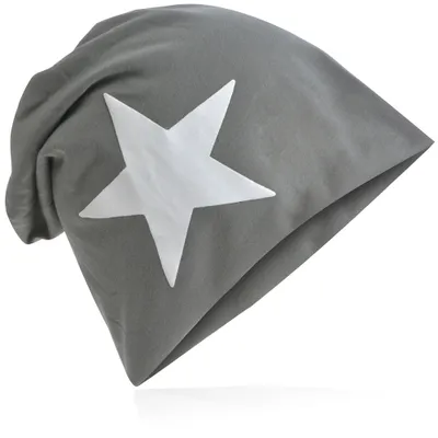Produktbild von Beanie Muetze Weiss Stern Grau