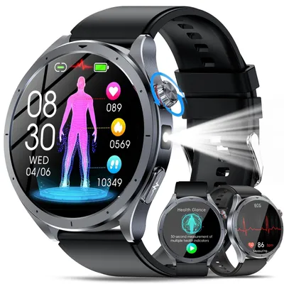 Produktbild von 2026 Smartwatch Herren mit AI-GPT EKG+HRV Harnsäure Blutdruck BMI Schwarz