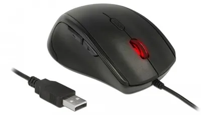 Obrázek produktu pro DeLOCK 12548, Pro leváky, Optický, USB Typ-A, 2400 DPI, Černá