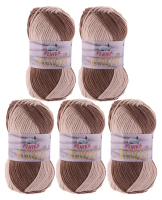 5 x 100g Farbverlaufsgarn Robin Color Antipilling Winterwolle beige braun