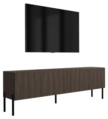 Image de Meuble TV en chêne Dunin, pieds droits noirs, 170 x 32 x 52 cm