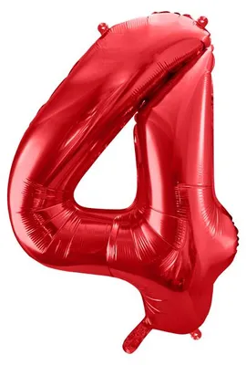 Image de Ballon de baudruche Numéro 4 rouge, 86cm