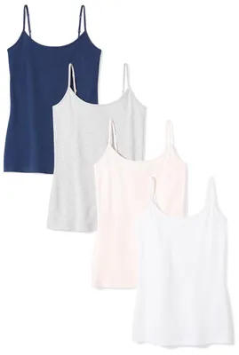 Immagine prodotto di Canottiera aderente da donna, confezione da 4, colore blu scuro/grigio chiaro melange/rosa