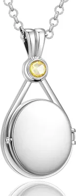 Image de Pendentif à chaîne - Zircone - À rabat - 43 cm - Médaillon - Blanc, rose, jaune