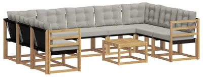 Produktbild von vidaXL Outdoor-Sofagarnitur mit Kissen 10 pcs Weiß und Hellgrau