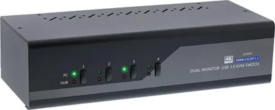 Produktbild von InLine KVM Desktop Switch - 4-fach - Dual Monitor - DP + HDMI - 4K - USB 3.0 - Audio