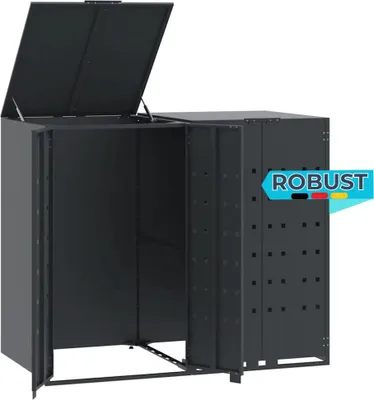 Produktbild von Mülltonnenbox GORILO für 2 Tonnen Anthrazit 138x79x117 cm Stahl | Mülltonnenverkleidung 2er Mülltonnenhaus