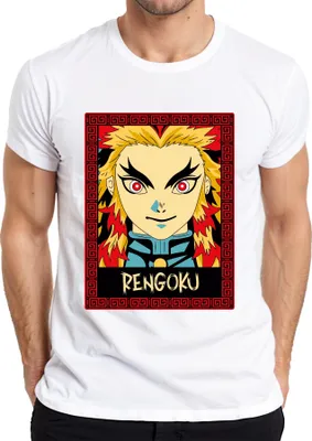 Produktbild von RENGOKU Kyojuro Demon Slayer Anime Flamme Geschenk Sammler Herren T-Shirt, Weiß, L