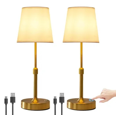 Produktbild von Kabellose Tischlampe mit Touch-Dimmer, LED-Nachttischlampe, 2er-Pack