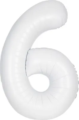 Produktbild von Unique Folienballon Zahl 6, XL, weiß, ca. 86 cm