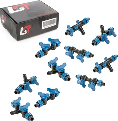 Produktbild von 10x Doppel Absperrhahn Verbindungsstück Bewässerungssystem T-Stück Ø 17x16x17 mm