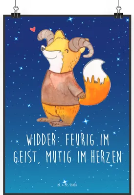 Produktbild von Mr. & Mrs. Panda Bild Widder Astologie DIN A2 - Sternenhimmel Blau - Geschenk, Kunstdruck, Wandbild, Wanddeko, Tierkreiszeichen, Geburtstagsgeschenk, Sternzeichen, drucke