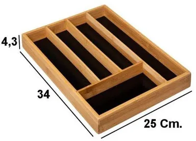 Produktbild von Besteckbox 5 Fächer - Organizer für die Küche - Praktische Aufbewahrungslösung in Schwarz