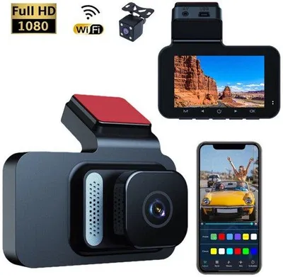 Obrázek produktu pro 3palcový IPS displej s rozlišením 1296p + HD a dvěma objektivy + Wi-Fi autokamera