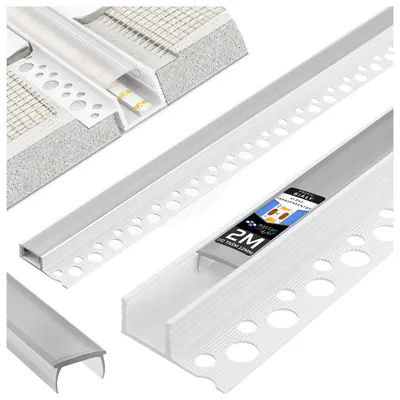 Produktbild von MasterLED LED Einbauprofil PVC Weiß 2m Klar für Trockenbau Gipskarton LED Streifen bis 12mm Zubehör 33x12mm