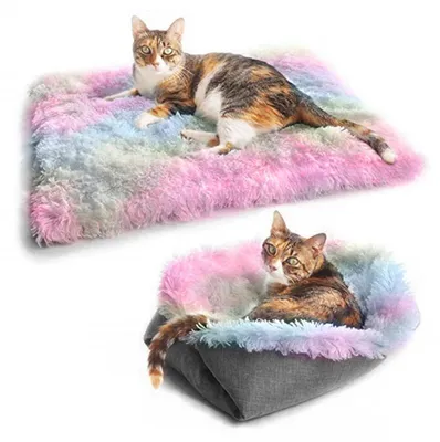 Produktbild von Katzenbett Haustierbett Waschbar 2-in-1 Decke Flauschig Wärmend