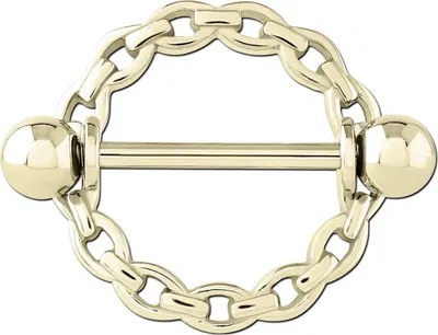 Produktbild von viva-adorno Nippelpiercing Brustpiercing Brustwarzenpiercing Schild Glieder Kette Ring Barbell Piercing Z578, gold